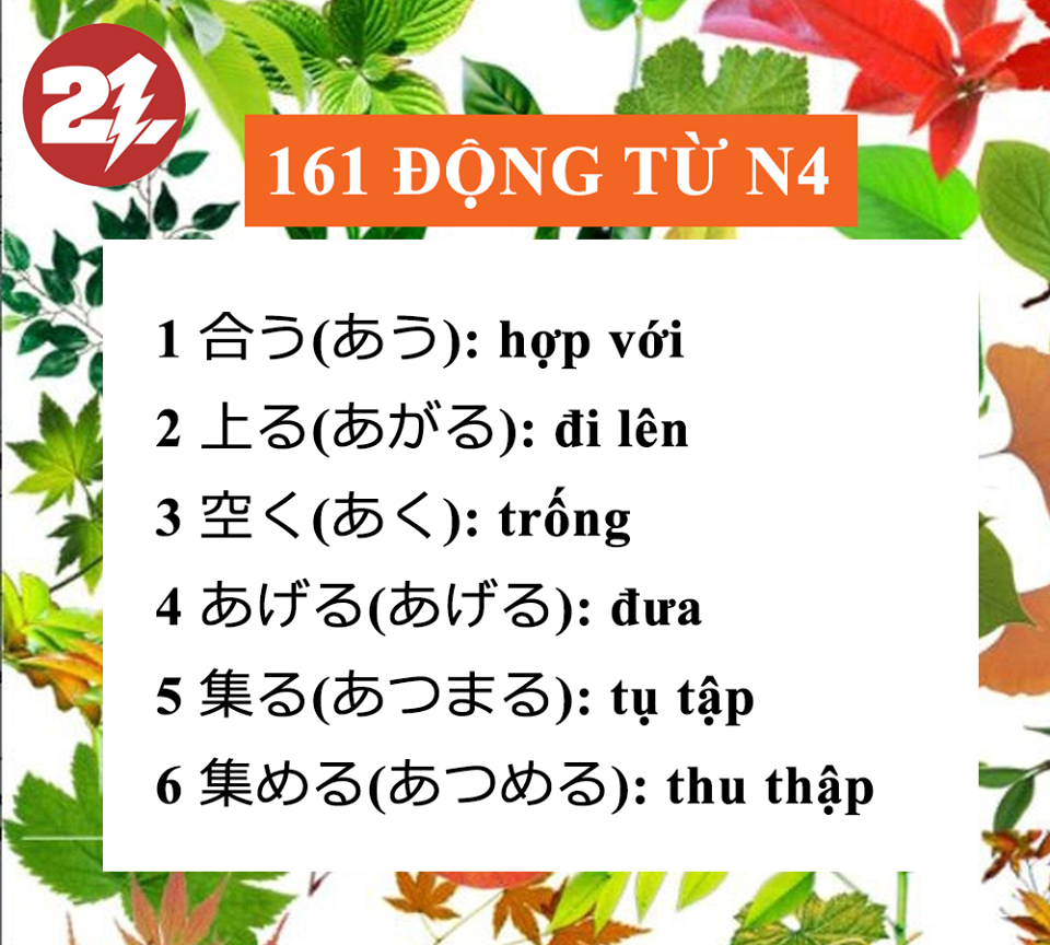 【GÓC TỔNG HỢP】 161 ĐỘNG TỪ N4 QUAN TRỌNG