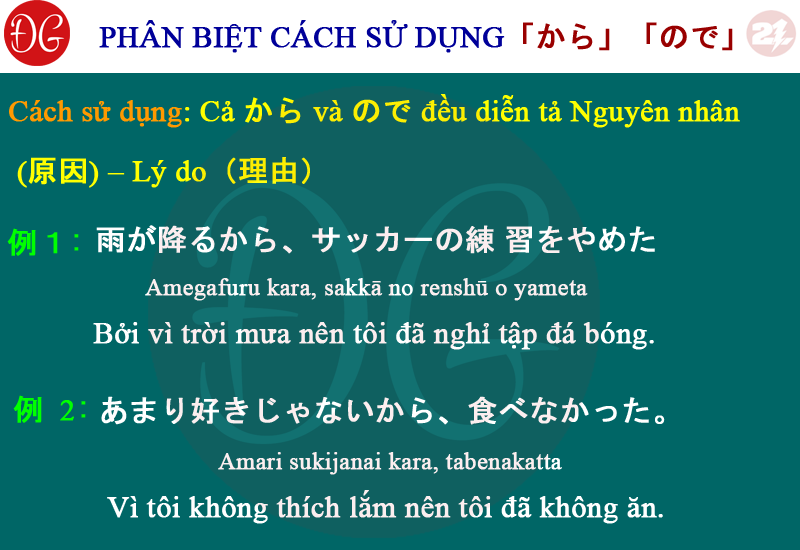 PHÂN BIỆT CÁCH DÙNG から và ので