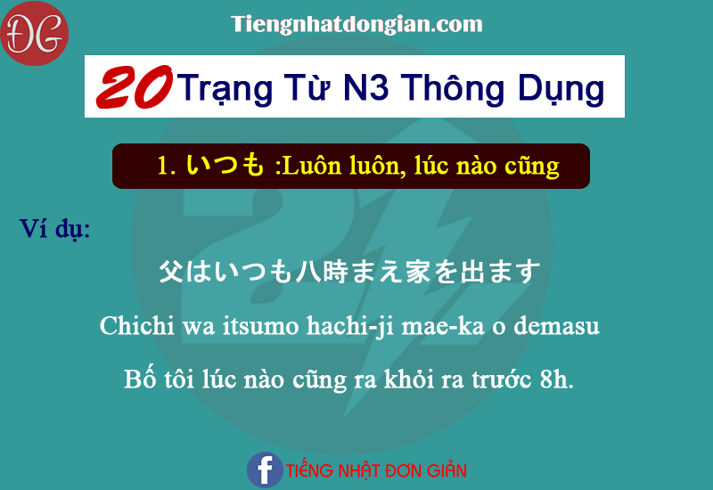 20 Trạng từ N3 thông dụng