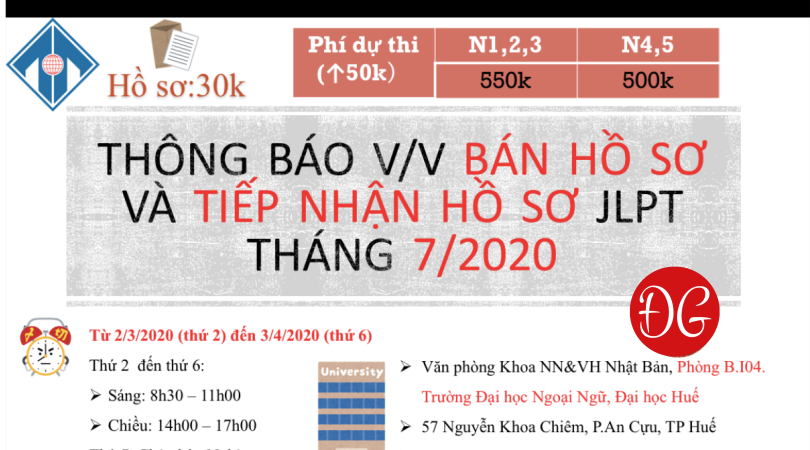 Thông Tin Đăng Ký, Địa Điểm Bán Và Hạn Nộp Hồ Sơ Thi JLPT 7/2020 Ở Việt Nam