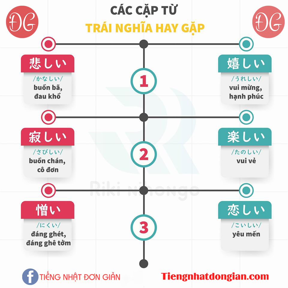 63 CẶP TỪ TRÁI NGHĨA HAY GẶP