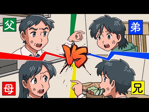 兄弟ゲンカと親子ゲンカと夫婦ゲンカが同時に勃発した一家【アニメ】【コント】