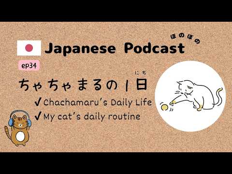 Japanese Podcast for Beginners #34 ｜A Day in the Life of My Cat Chachamaru 🐱[CC & PDF]